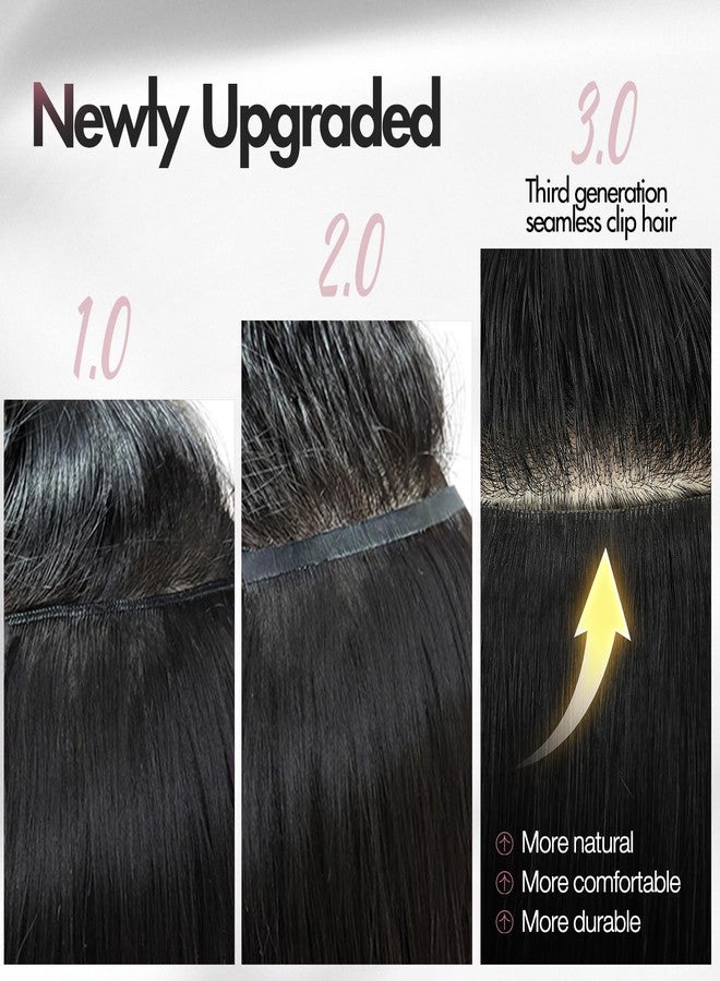 Quantum Love Invisi Edge Clip in Hair Extensions Human Hair 18Inch 110g Seamless Clip in Hair Extensions7Pcs 14Clips Invisible PU Skin Weft Natural Black Remy Human Hair Extensions - Image 4